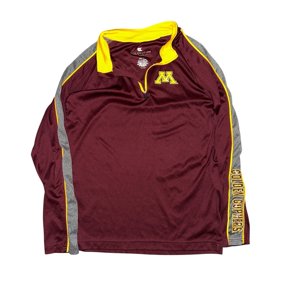 Colosseum Youth Minnesota Golden Gophers Quarter Zip Pullover Maroon Gold L